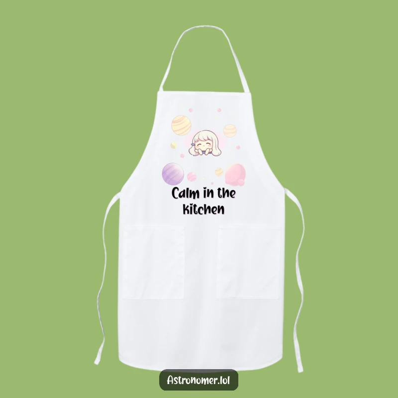 Funny Zen Chef Apron: Cosmic Cooking Calm, Serene Character, Humorous Gift