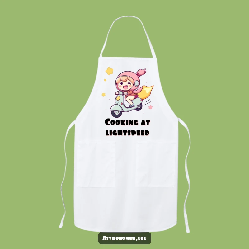 Funny Comet Rider Apron, Chef Character Scooting, Kitchen Funny Gift!