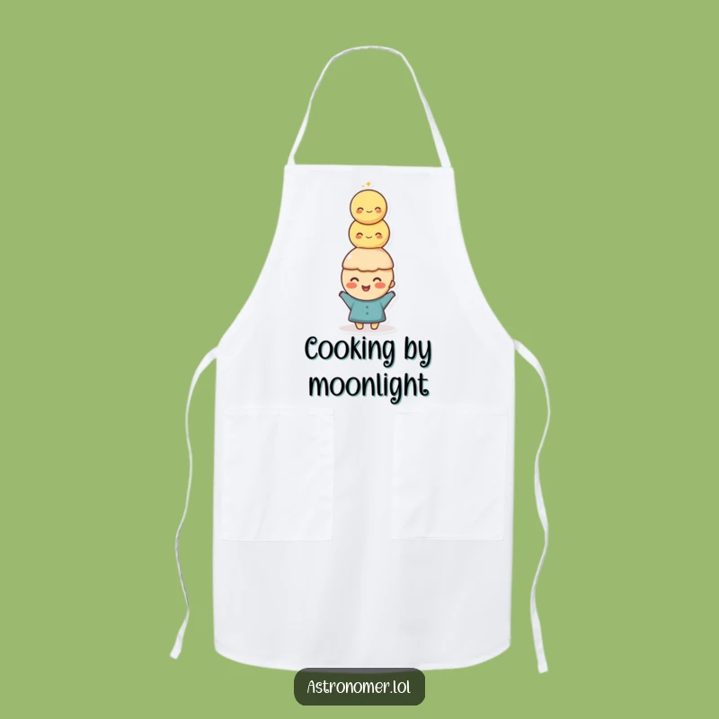 Funny Moon Balance Apron, Chef Character Lunar Stack, Kitchen Funny Gift!