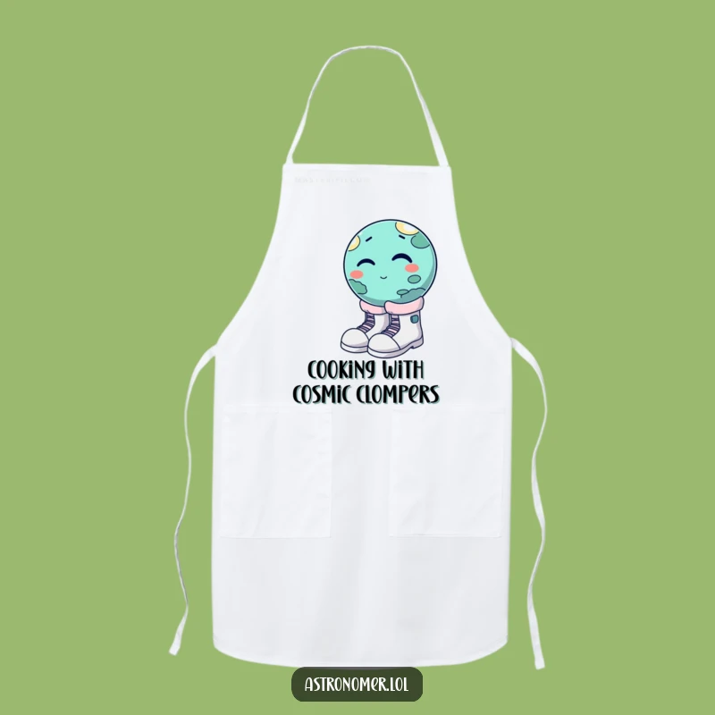 Funny Winking Planet Moon Boots Apron - Hilarious Kitchen Space Gag Gift!