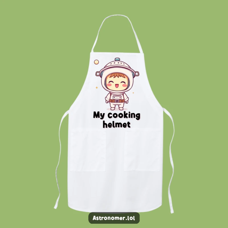 Funny Kawaii Astronomer Apron: Colander Helmet Kitchen Fun - Humorous Gift
