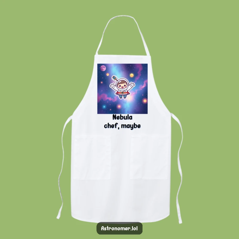 Funny Kawaii Astronomer Apron: Happy Nebula Floater Kitchen Gift