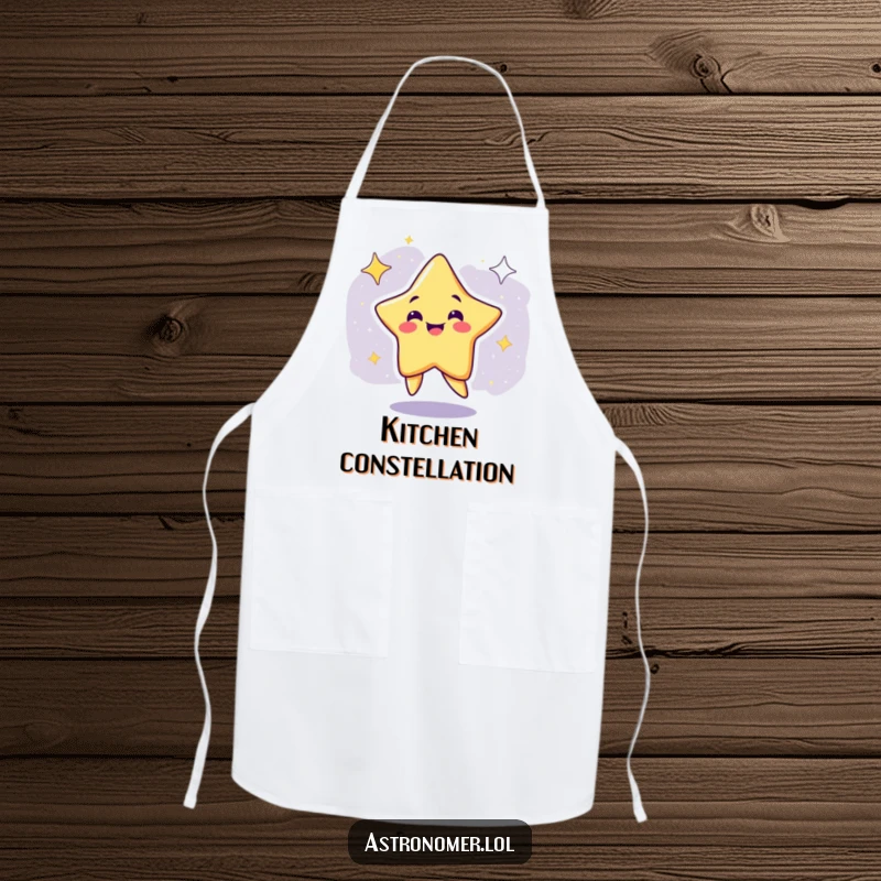 Funny Apron: A smiling star character performs a silly dance, perfect for adding humor to cooking.