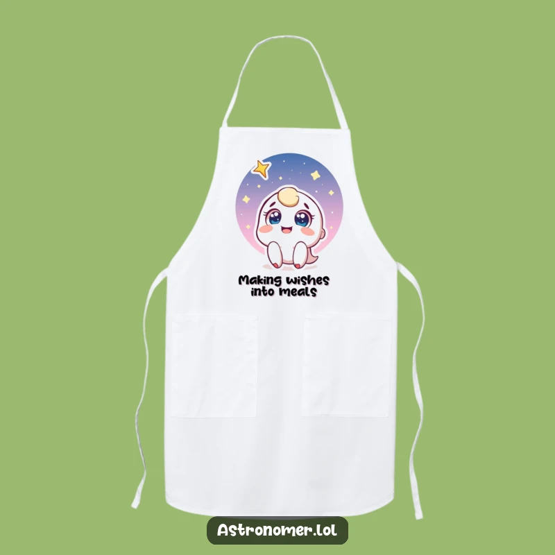 Funny Wish Apron: Joyful Character Sees Shooting Star, Kitchen Funny Gift