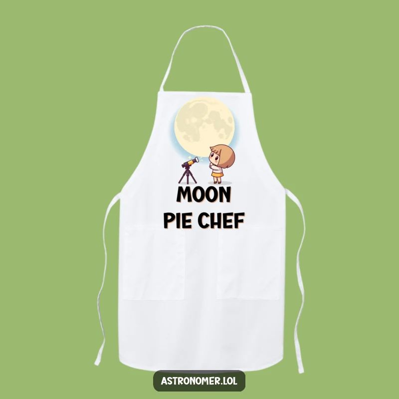 Funny Kawaii Astronomer Apron: Curious Moon Kitchen Fun - Humorous Gift