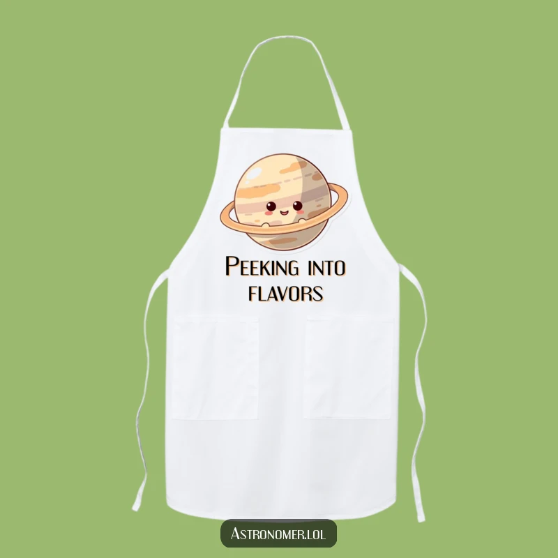 Funny Curious Planet Apron, Chef Character Peeking, Kitchen Funny Gift!