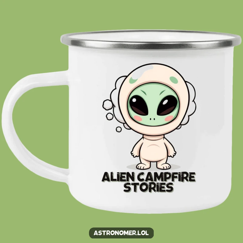 Funny Alien Camping Mug: Curious Character's Funny Alien Thoughts, Outdoor Gag Gift