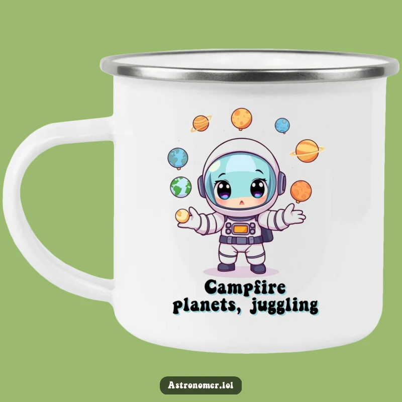 Funny Astronaut Planet Juggler Camping Mug: Hilarious Cosmic Outdoor Gear