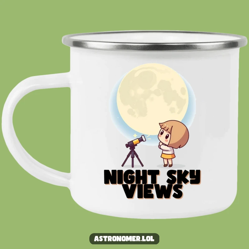 Funny Kawaii Astronomer Camping Mug: Curious Moon Adventure Mug - Gift