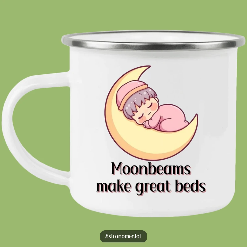 Funny Kawaii Astronomer Camping Mug: Sleepy Moon Napper Outdoor Gift