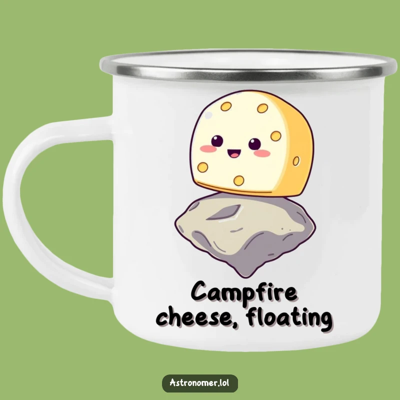 Funny Smiling Cheese Asteroid Camping Mug - Durable & Hilarious Outdoor Fun!