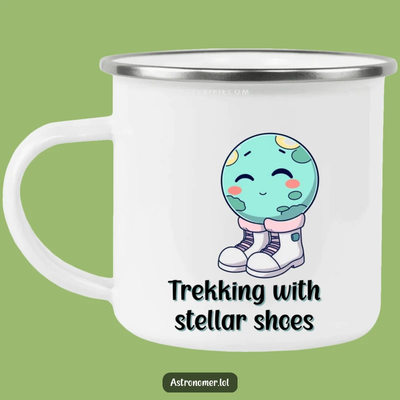 Funny Winking Planet Moon Boots Camping Mug - Durable & Hilarious Outdoor Fun!