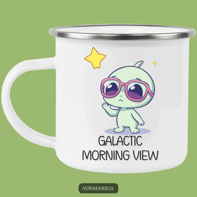 Funny Alien Camping Mug: Cute Sci-Fi Enamel Mug and Humorous Gift