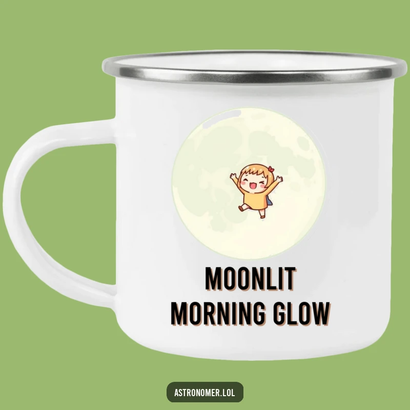 Funny Moon Camping Mug: Outdoor Orbit Fun, Excited Design, Humorous Gift