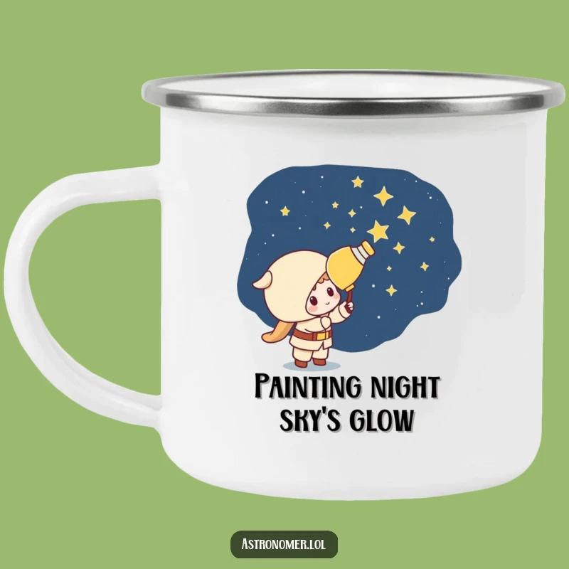 Funny Kawaii Astronomer Camping Mug: Mischievous Star Painter Outdoor Gift