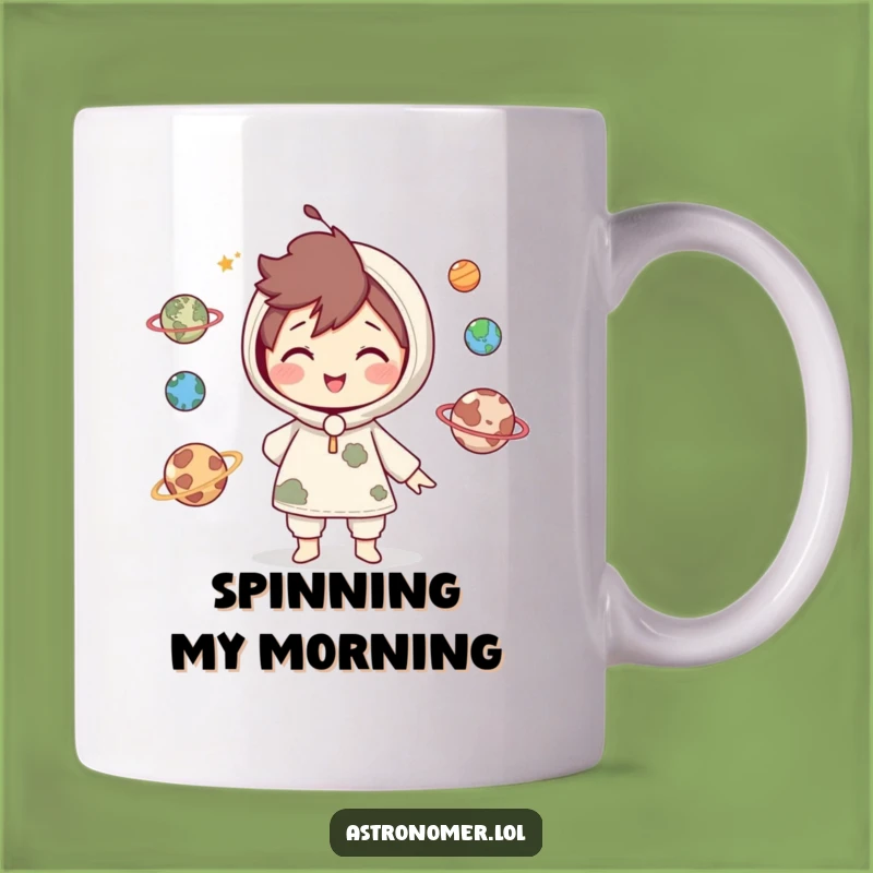 Funny Planet Juggler Mug: Cute Character's Cosmic Skill Funny Gift