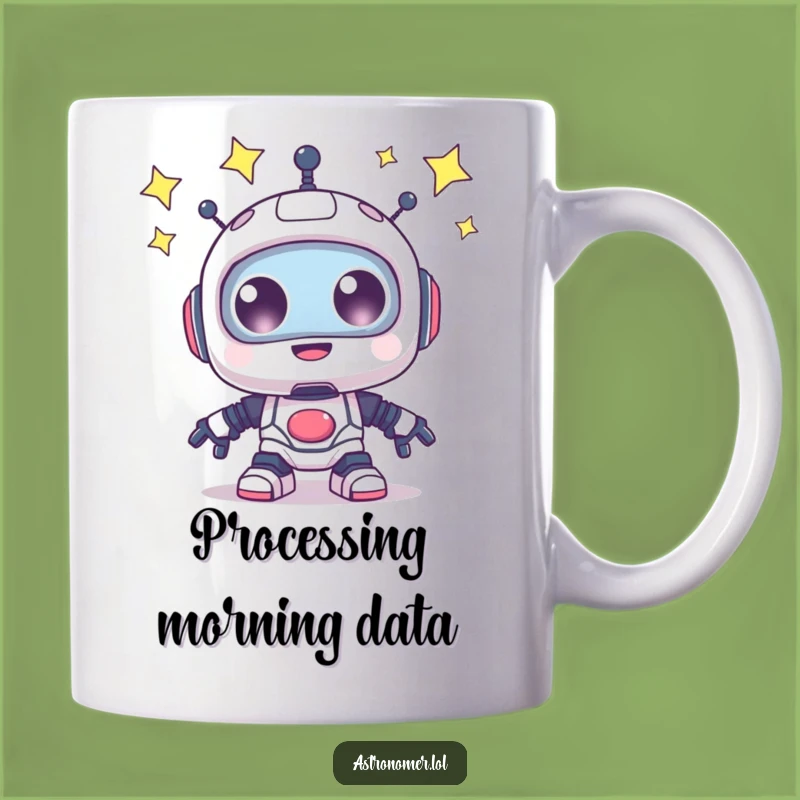 Funny Robot Star Gazing Mug: Whimsical Celestial Wonder Gift for Tech Lovers