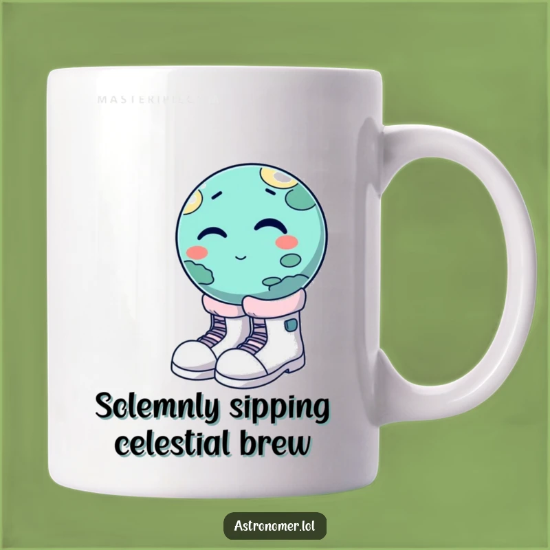 Funny Winking Planet Moon Boots Mug - Hilarious Space Gag Gift!
