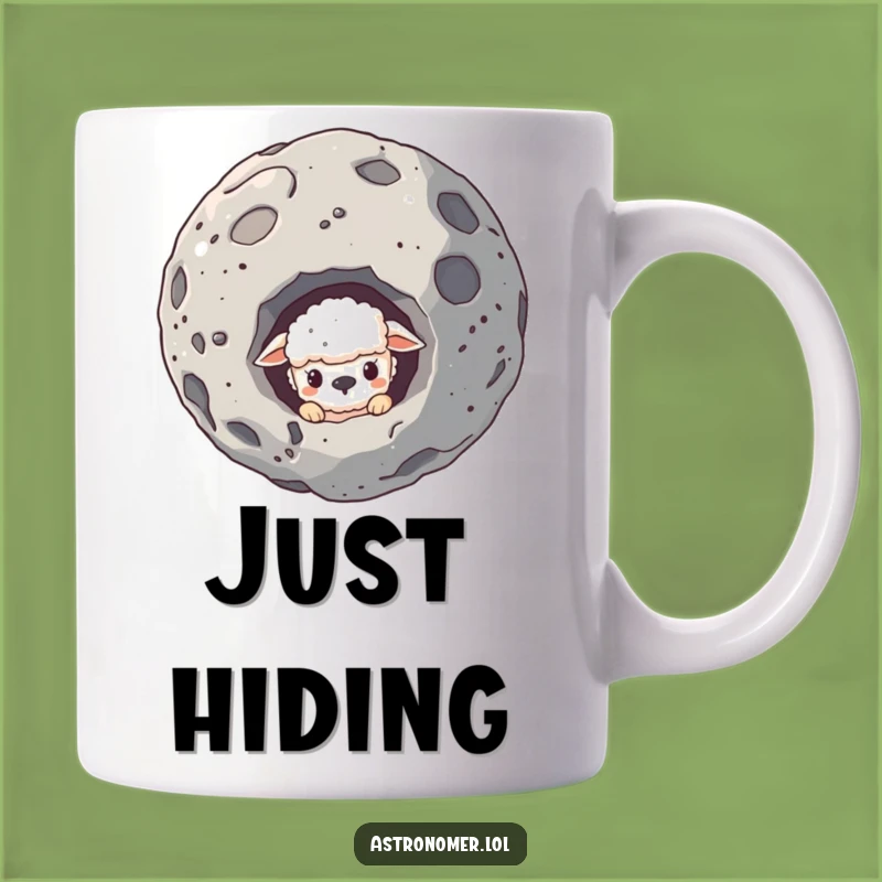 Funny Sheepish Creature Asteroid Mug: Shy Humor for Space Lovers