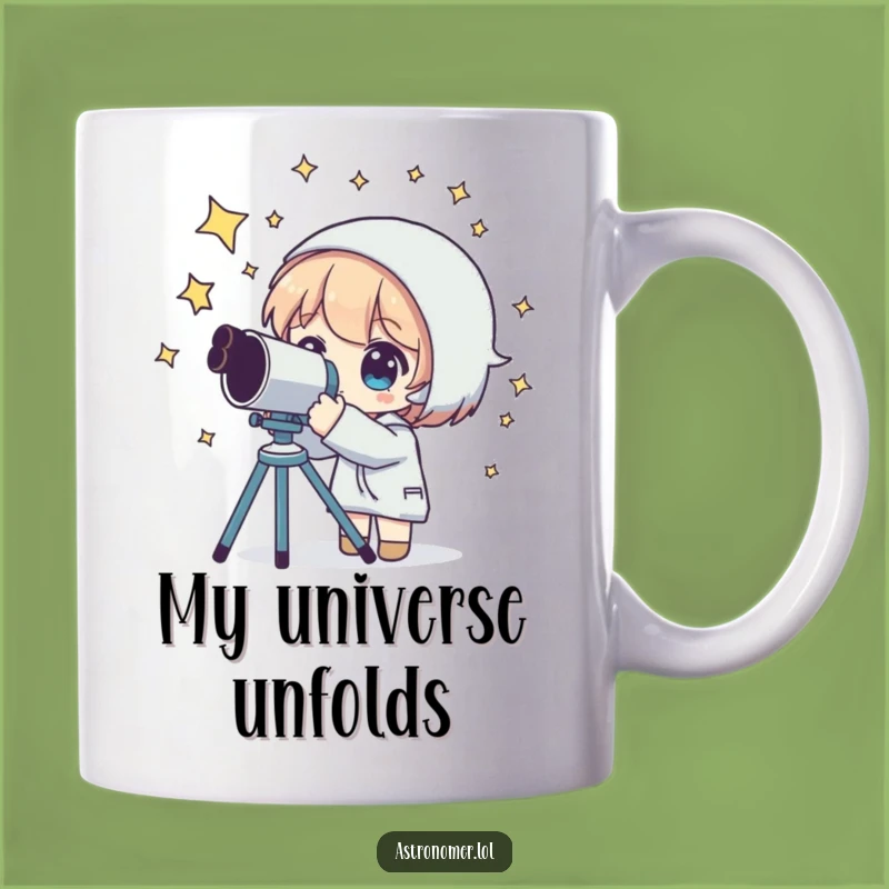 Funny Astronomy Mug: Stargazer Character with Stars Head, Perfect Gift