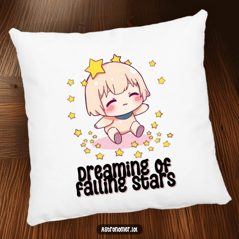 Funny pillow with a character clumsily dropping stars, providing soft comfort and a humorous celestial theme for relaxation.