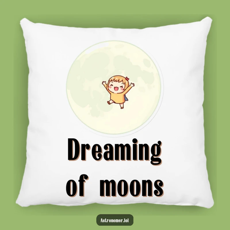 Funny Moon Pillow: Cosmic Joy, Excited Character, Humorous Comfort