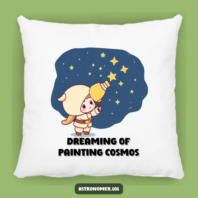 Funny Kawaii Astronomer Pillow: Mischievous Star Painter Comfort Gift