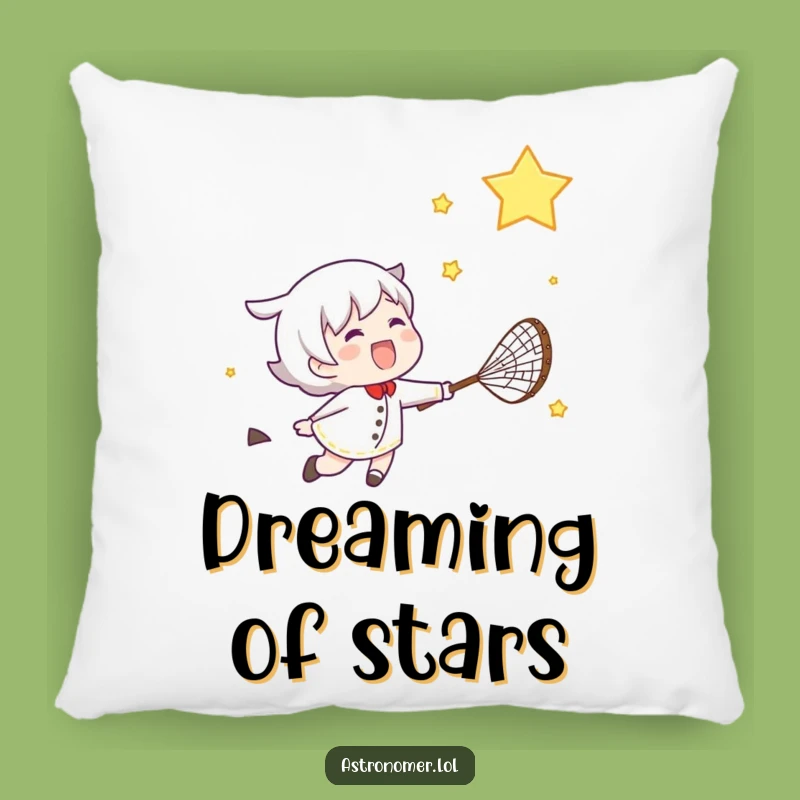 Funny Star Chaser Pillow: Gleeful Dreamer's Cushion for Cosmic Comfort