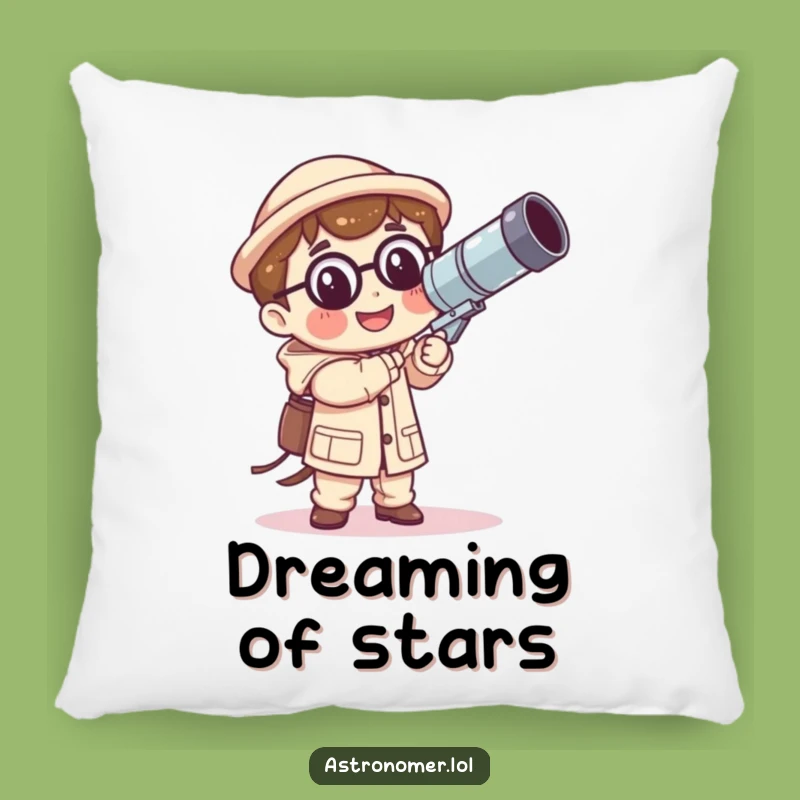 Funny Kawaii Astronomer Pillow: Wobbly Telescope Accent - Cozy Humorous Gift