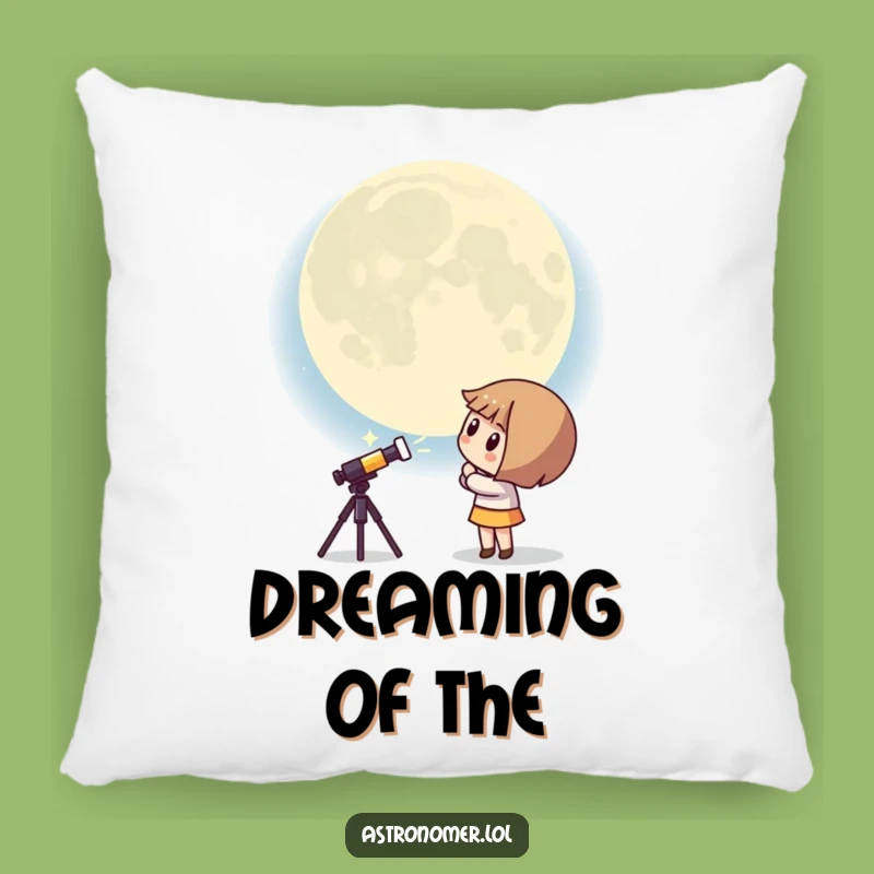 Funny Kawaii Astronomer Pillow: Curious Moon Accent - Cozy Humorous Gift