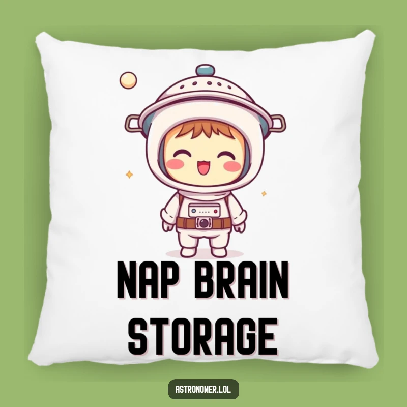 Funny Kawaii Astronomer Pillow: Colander Helmet Accent - Cozy Humorous Gift