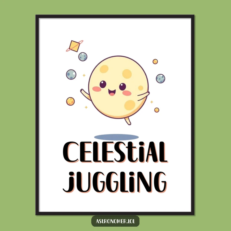 Funny Moon Juggling Digital Art - Instant Cosmic Whimsy for Your Space!