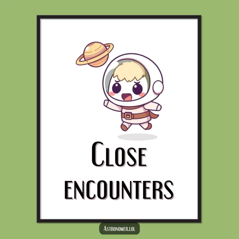 Funny Kawaii Astronomer Digital Art: Planetary Dodge Print - Humorous Decor