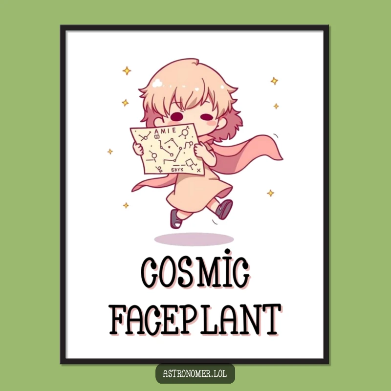 Funny Tripping Art Print: Instant Cosmic Humor, Constellation Chaos, Humorous Decor