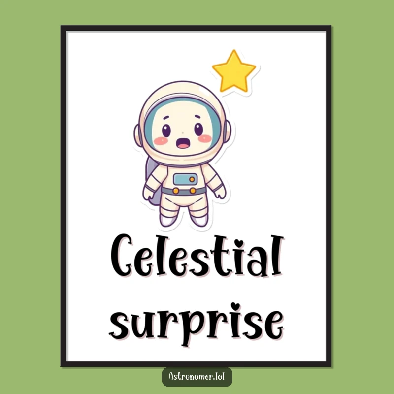 Funny Astronaut Star Surprise Digital Art: Hilarious Printable Cosmic Decor