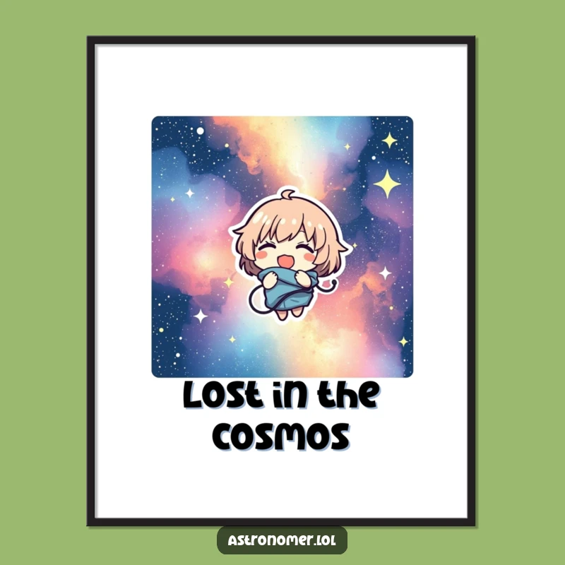 Funny Nebula Giggle Art Print: Character Cosmic Tangle - Instant Funny Gift