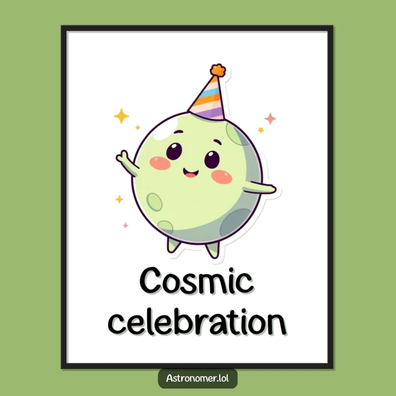 Funny Planet Party Digital Art Print: Happy Decor, Humorous Gift