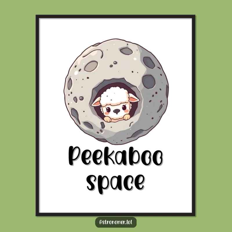 Funny Sheepish Creature Asteroid Digital Art: Shy Wall Decor