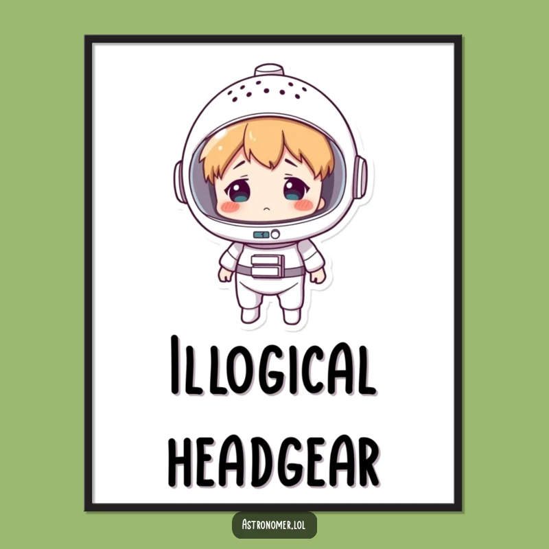 Funny Colander Space Helmet Digital Print: Confused Astronaut Art for Instant Laughs