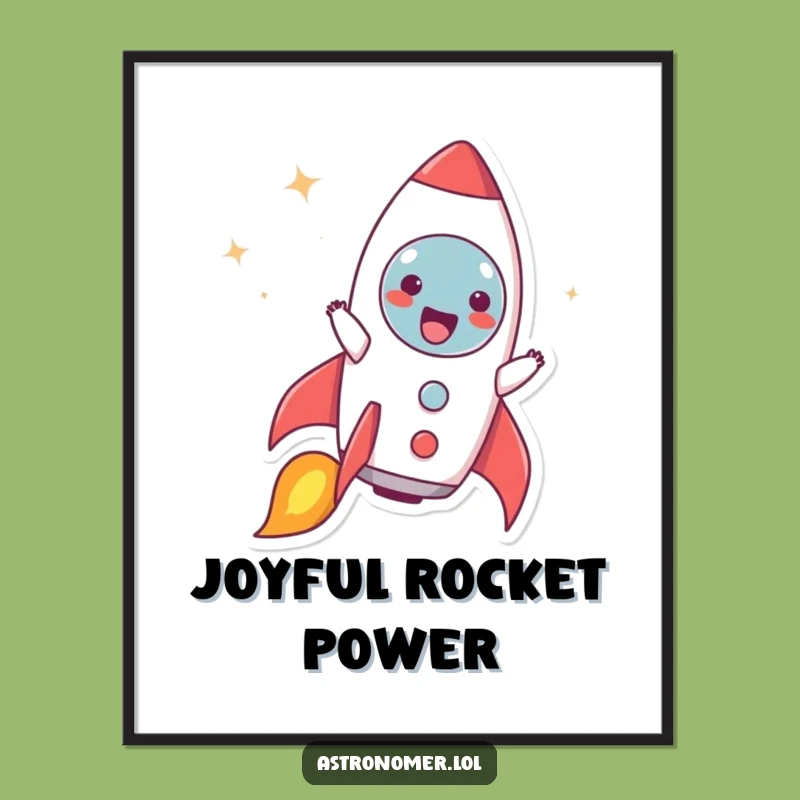Funny Rocket Blast Art Print: Joyful Character - Instant Funny Gift
