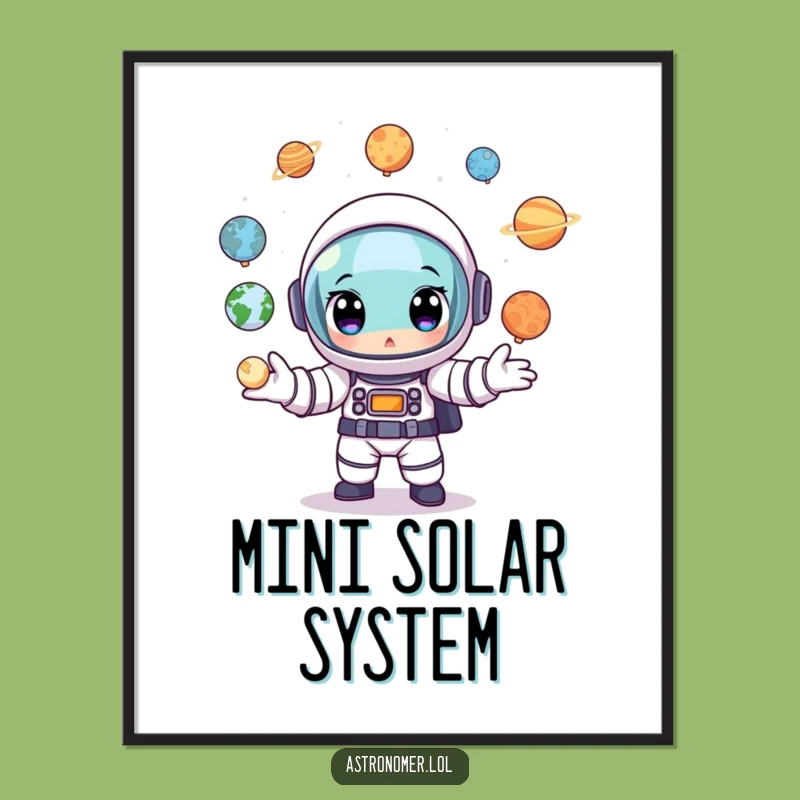 Funny Astronaut Planet Juggler Digital Art: Hilarious Printable Cosmic Decor