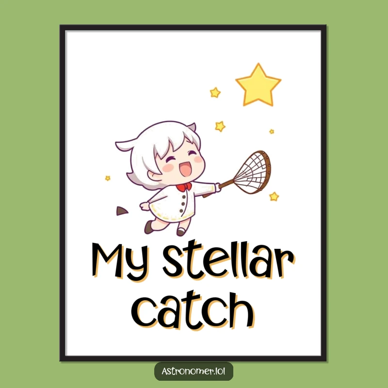 Funny Star Chaser Digital Print: Gleeful Net Catcher for Instant Joy