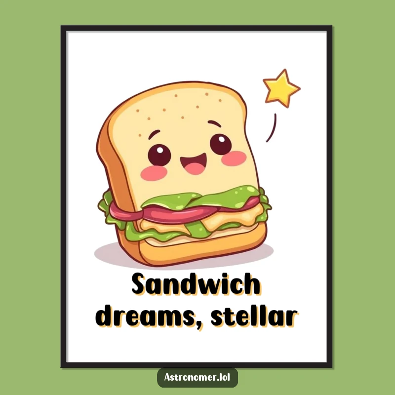 Funny Cheerful Sandwich Star Catcher Digital Art - Instant Whimsical Food Decor!