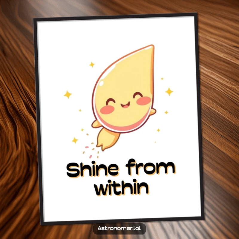 Funny digital art print of a laughing comet character with a vibrant sparkly dust trail, perfect for instant wall decor.