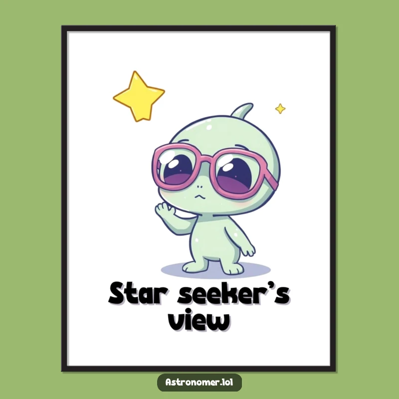 Funny Alien Digital Art Print: Cute Sci-Fi Decor and Humorous Gift