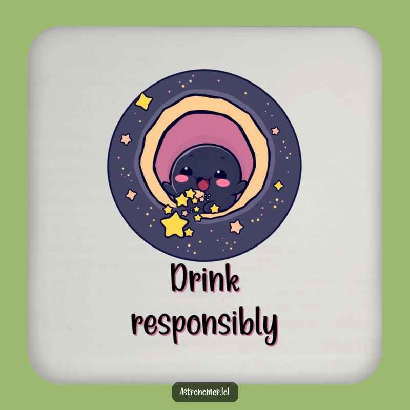 Funny Black Hole Coaster: Cheerful Star Eater Drink Coaster, Humorous Gift