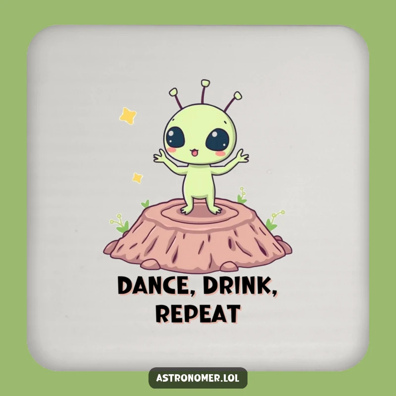 Funny Alien Dance Coaster - Protect Surfaces with Cosmic Moves!