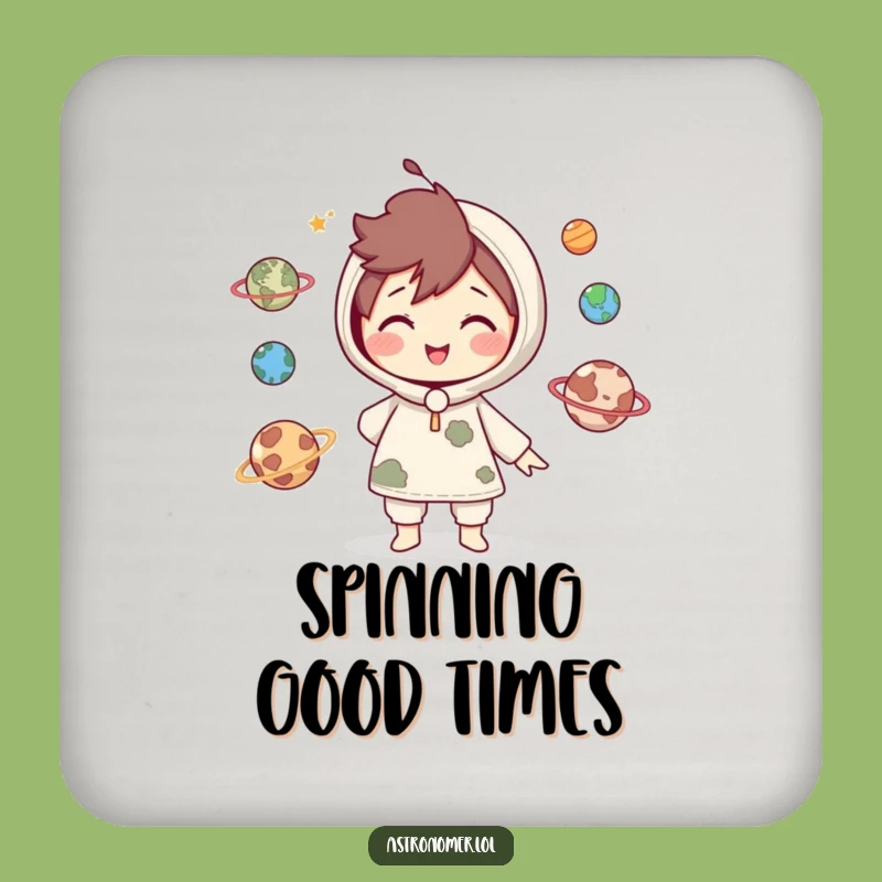 Funny Cosmic Juggling Coaster: Cute Character's Planetary Play Funny Gift