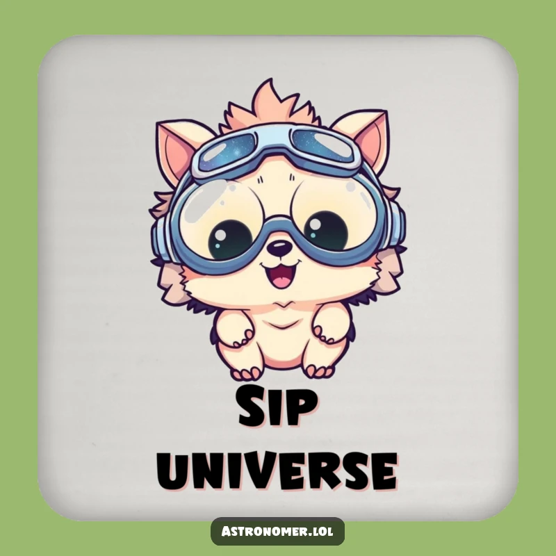 Funny Delighted Creature Goggles Coaster: Protect Surfaces with Cosmic Fun