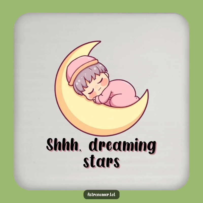 Funny Kawaii Astronomer Coaster: Sleepy Moon Napper Drink Protector